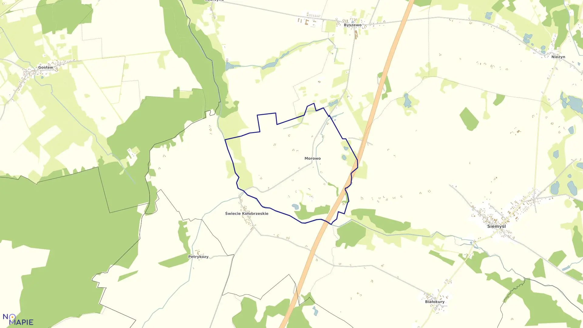 Mapa obrębu Morowo w gminie Siemyśl
